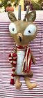 Primitive Style Reindeer Holding Candy Cane Doll Rustic Decor Handmade 