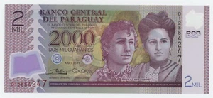 Billete de banco Paraguay 2000 Guaraníes 2017 Pick 228.d UNC sin circular - Imagen 1 de 2