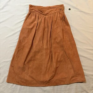Vintage Fendi Suede Skirt Burnt Orange Leather Mid Sz 12 READ - Picture 1 of 17