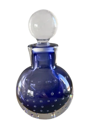 Бутылка для духов ручной работы из художественного стекла Indigo Bullicante прозрачная шариковая пробка - Изображение 1 из 4