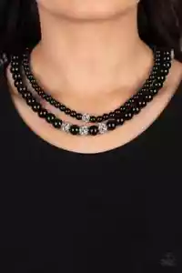 NEW, Jewelry, Fashion. Women, Necklace, Beaded, Black, Silver - Picture 1 of 2