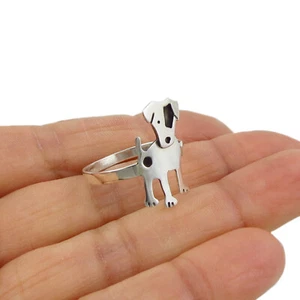 Anello Terrier cane argento 925 piccolo cane design sterling in confezione regalo - Foto 1 di 5