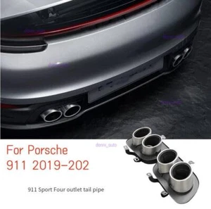 For Porsche 911 2019-2023 Silver Titanium Rear Exhaust Muffler Tip Tail Pipe - Picture 1 of 12