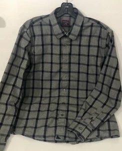 Mens UNTUCKit Large Heather Gray & Blue Plaid Button Up Casual Shirt 100% Cotton - Picture 1 of 5