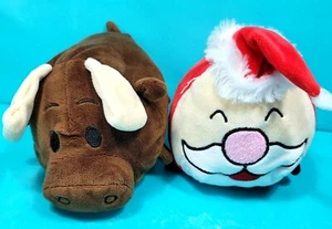Bun Bun Plush Santa And Moose Xmas Hat Reindeer Stuffed Animal 8" Long Lot Of 2 - Picture 1 of 5