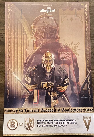 💛Vegas Golden Knights 💛vs Boston Bruins 3/3/22 Game Day Poster Program Cover