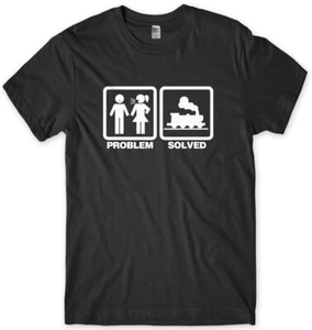 Problem Solved Trainspotting Trainspotter Mens Funny Unisex T-Shirt - Picture 1 of 6