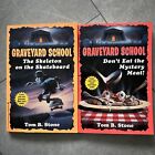 Vintage Lot of 2: Graveyard School Books by Tom B Stone Skeleton Mystery Meat