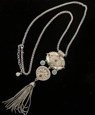 Graziano Necklace  Turquoise Beads Red Beads Tassle / Similar Design Watch - Image 1 of 4