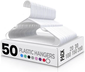 Plastic Hangers 50 Pack - Perfect for Clothes Hanger Space Saving - Durable and - Picture 1 of 12