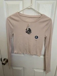 Aeropostale Dragon Embroidery The OG Collection Shrunken Crop Tee Soft Pink M - Picture 1 of 4