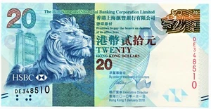 Hong Kong 20 Dollar Banknote 2010 As Pictured New Condition - Picture 1 of 4