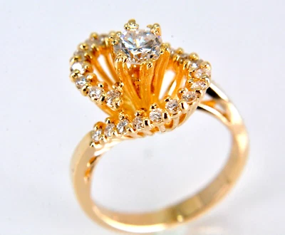 .62 ctw Diamond Solitaire with Accents Engagement Ring 14k Yellow Gold Size 4 - Image 1 of 4