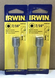 2 Pack Irwin 7/16” x 2-9/16” L Steel Magnetic Nut Setter 1/4in Quick-Change(N1) - Picture 1 of 1