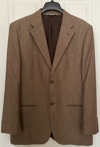 Vintage Perry Ellis Men's Tan Brown Pin-Striped Sport Coat - Picture 1 of 2