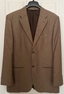 Vintage Perry Ellis Men's Tan Brown Pin-Striped Sport Coat - Image 1 of 2