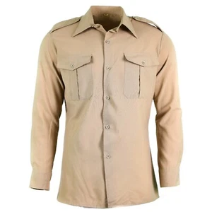 Genuine French army shirt fatigue dead stock chino khaki military poly wool NEW - Picture 1 of 2