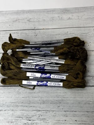 32 Skeins of Bucilla Six-Strand Floss Super Mercerized #2484 Olive Green NOS - Image 1 of 4