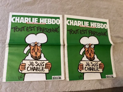 Lot de 2 Charlie Hebdo Tout est pardonné TBE 14 janvier 2015 je suis Charlie - Photo 1/2
