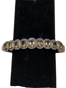 Sparkling Citrine Gemstone Bangle Bracelet November Birthstone Bracelet - Picture 1 of 7