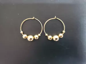 Orecchini a cerchio Ceydonia Arts fatti a mano 14kt GF 2" con perline (CA1) - Foto 1 di 2