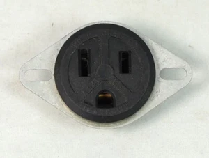 1 NOS Vintage Amphenol Female AC Grounded Power Chassis Panel Outlet Socket - Picture 1 of 2