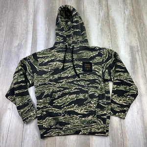 Barbell Brigade Hoodie Mens XS Green Black Tiger Stripe Camo Pull Over Fleece * - Picture 1 of 13