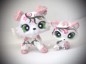 Lote Mini Tienda de Mascotas de Juguetes, Perro Cachorro, Collie Gato con Flores Personalizado Pintado a Mano - Imagen 1 de 2