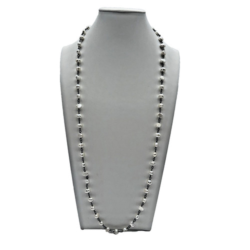 VETEMENTS Catena lunga 30" vintage di perle irregolari finte colore panna su catena fondo di magazzino