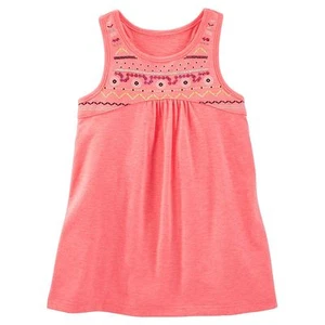 OshKosh Girl's Embellished Puff Print Peach Tank Top (4 Kids) - Picture 1 of 1
