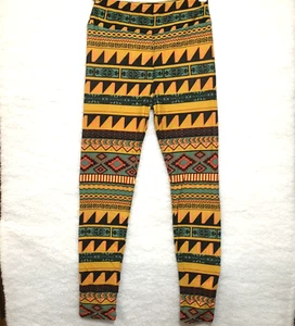 LuLaRoe leggings adult OS one size (sz 2-10) multicolor lined Aztec patterned - Picture 1 of 4