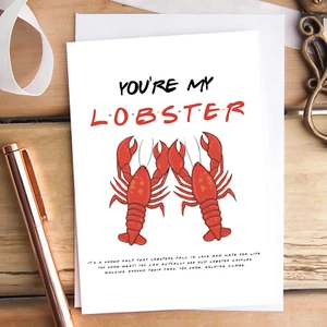 You're My Lobster Card - Anniversay Valentine Friends TV Birthday Love Partner - Picture 1 of 11