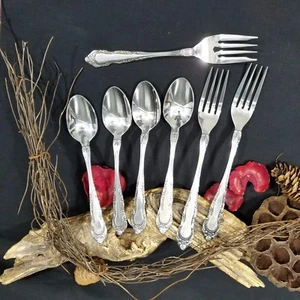 Utica Patriziermuster Nr 38 Gabeln Löffel rostfrei 7 Stück brünierter Griff  - Bild 1 von 6