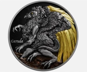 2025 Cameroon Garuda 2 oz Silver Antiqued Gilded Colorized UV Coin Mint Sealed - Picture 1 of 5