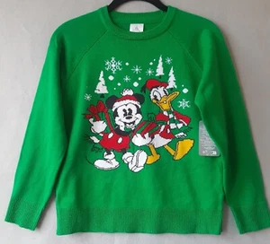 Disney Mickey Mouse Donald Duck Christmas  Sweater Kids Boy Girl sz Med 7 8 NWT - Picture 1 of 10