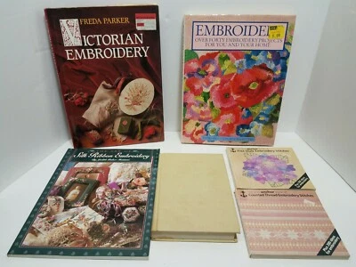 Embroidery Book Lot Of 6 Victorian, Ribbon, Free Style - Image 1 of 4
