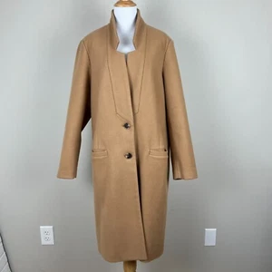 Old Navy Coat Womens XL Tan Soft Brushed Overcoat Classic Trench Winter Neutral - Picture 1 of 17