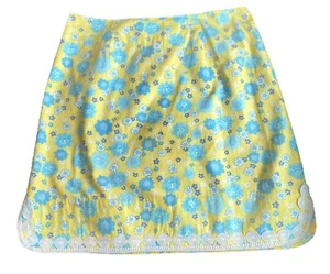 Lilly Pulitzer Rock 4 bestickte Borte Löwen & Blumen gelb blau - Bild 1 von 6