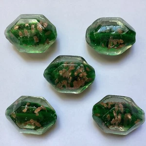 5 LARGE OVAL STYLE CHUNKY GREEN LAMPWORK GLASS BEAD SET APPROX 30MM X 25MM - Picture 1 of 2
