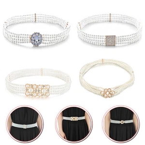 Mode Perlenkette Taillengürtel Bund mit Strass Schnalle Gürtel für Frauen - Bild 1 von 20
