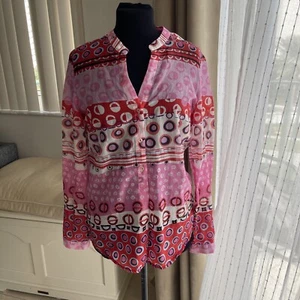 Emily Van den Bergh Bluse, Damen Größe 38, rosa rot geometrisches Muster - Bild 1 von 6