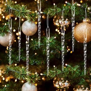30 Pcs Christmas Tree Crystal Icicle Hanging Ornaments for Xmas Holiday New Year - Picture 1 of 4