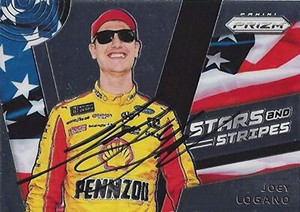 AUTOGRAPHED Joey Logano 2018 Panini Prizm Racing STARS AND STRIPES (#22 Pennzoil