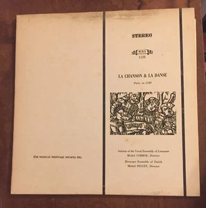 La Chanson & La Danse Paris Ca 1540 MHS 1125 Corboz Piguet Vinyl Musical Heritag - Picture 1 of 3