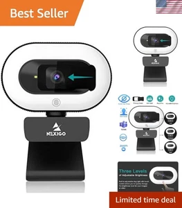 Webcam 1080P avec anneau lumineux et mise au point automatique - Parfait pour zoom et apprentissage en ligne - Photo 1/8