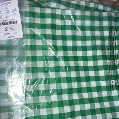 Pantalones de pijama de popelina recortados a cuadros de guinga J Crew talla L verde blanco para mujer nuevos con etiquetas Foto 1 de 4