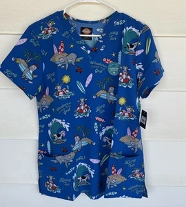 NWT Women’s Medium Print Dickies Scrub Top - Picture 1 of 1