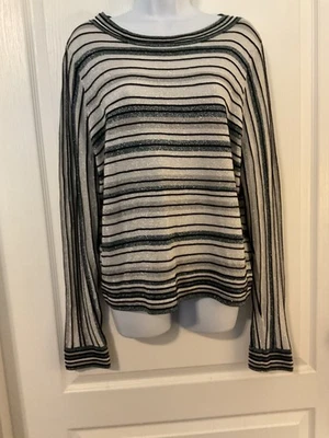 Suéter Ann Taylor Factory a Rayas Metálico Verde y Gris Para Mujer Talla XL Foto 1 de 4