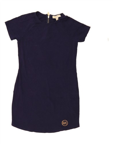 MICHAEL KORS Vestito T Shirt Donna UK 6 XS Blu Navy Cotone QR20