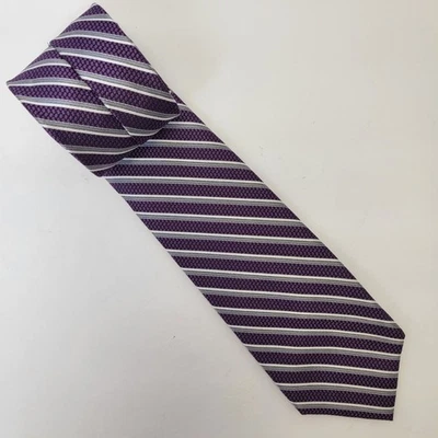 Daniel Cremieux Limited Edition Purple/Grey/Stripes 7-Fold Silk Necktie 60x3.25 - Image 1 of 4
